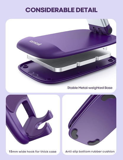 Lamicall Cell Phone Stand for Desk - [Height Adjustable] Foldable Mobile Phone Holder, Portable Stand for iPhone 17 16 15 14 13 12 11 Pro Max Plus Air, Galaxy S25, Office Gift, Telephone Accessories