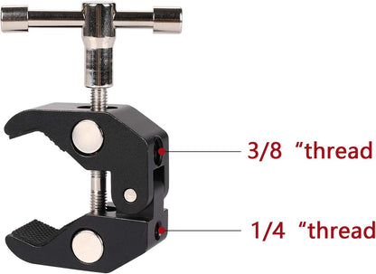 Super Clamp with 1/4 and 3/8 Thread for Photography,Camera Monitor, LED Light,Umbrellas, Plate Glass, Cross Bars, Hooks, Shelves, Photo Accessories-3Pack