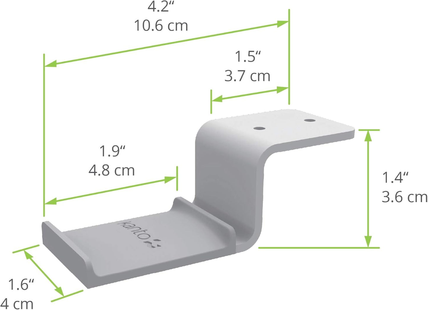 Kanto HHW Universal Under Desk Headphone Hook with Curved Padding | White