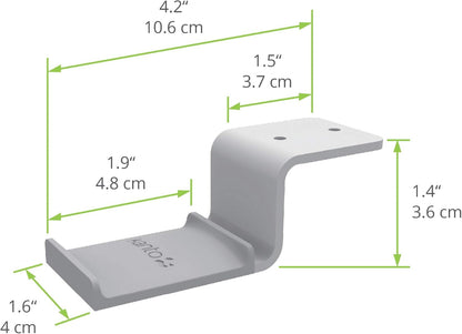 Kanto HHW Universal Under Desk Headphone Hook with Curved Padding | White