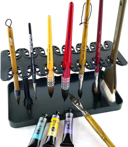 MIXJOY Artist Paint Brushes Drying Rack Holder Bristles Pointing Down Detachable Drawing Pen Brush Organizer Hanger Protection for Long Brushes Thick Acrylic Watercolor Brush Stand