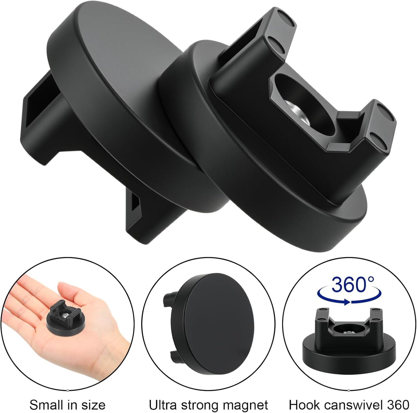 Yookeer 15 Pcs Magnetic Zip Tie Mount Base Black Magnetic Cable Clips Wire Holder Multipurpose Cable Ties Management Base Electrical Supplies for Wire (22 mm)