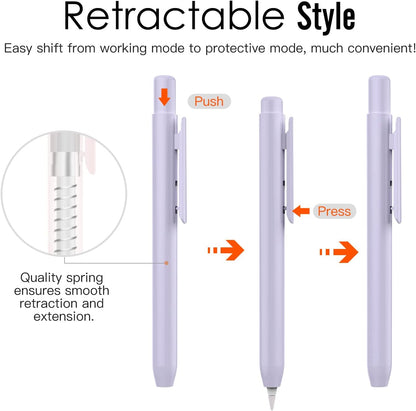 MoKo Holder Case for Apple Pencil 1st Generation, Retractable Apple Pencil 1st Case Protective iPad Pencil Sleeve Skin Cover with Sturdy Clip, Pink