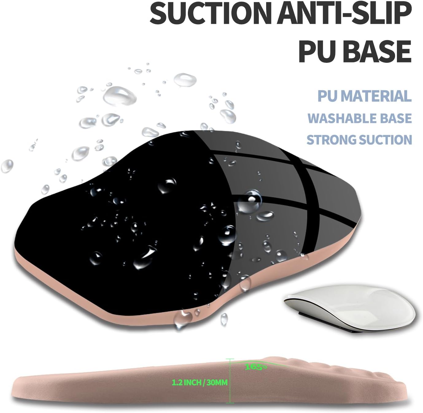 Ergonomic Raised Mouse Pad Wrist Support with Bilateral Slope Memory Foam Mousepad for Wrist Rest and Carpal Tunnel Pain Relief 11.8x7.9〃 Black