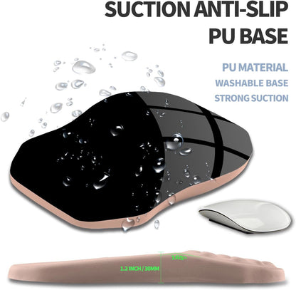Ergonomic Raised Mouse Pad Wrist Support with Bilateral Slope Memory Foam Mousepad for Wrist Rest and Carpal Tunnel Pain Relief 11.8x7.9〃 Black