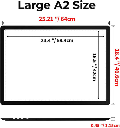 Zocelight Rechargeable A3 Light Board with Built-in Stand & Bag,Super Bright Magnetic Light Box for Tracing,Wireless Light Pad for Diamond Painting,Side Buttons,LED Light Table for Drawing,Sketching
