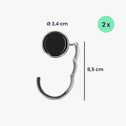 kwmobile Purse Hook for Table - Set of 2 Purse Holder - Folding Handbag Hanger - Portable Bag Holder - Bag Hooks for Desk - Table Hook Black
