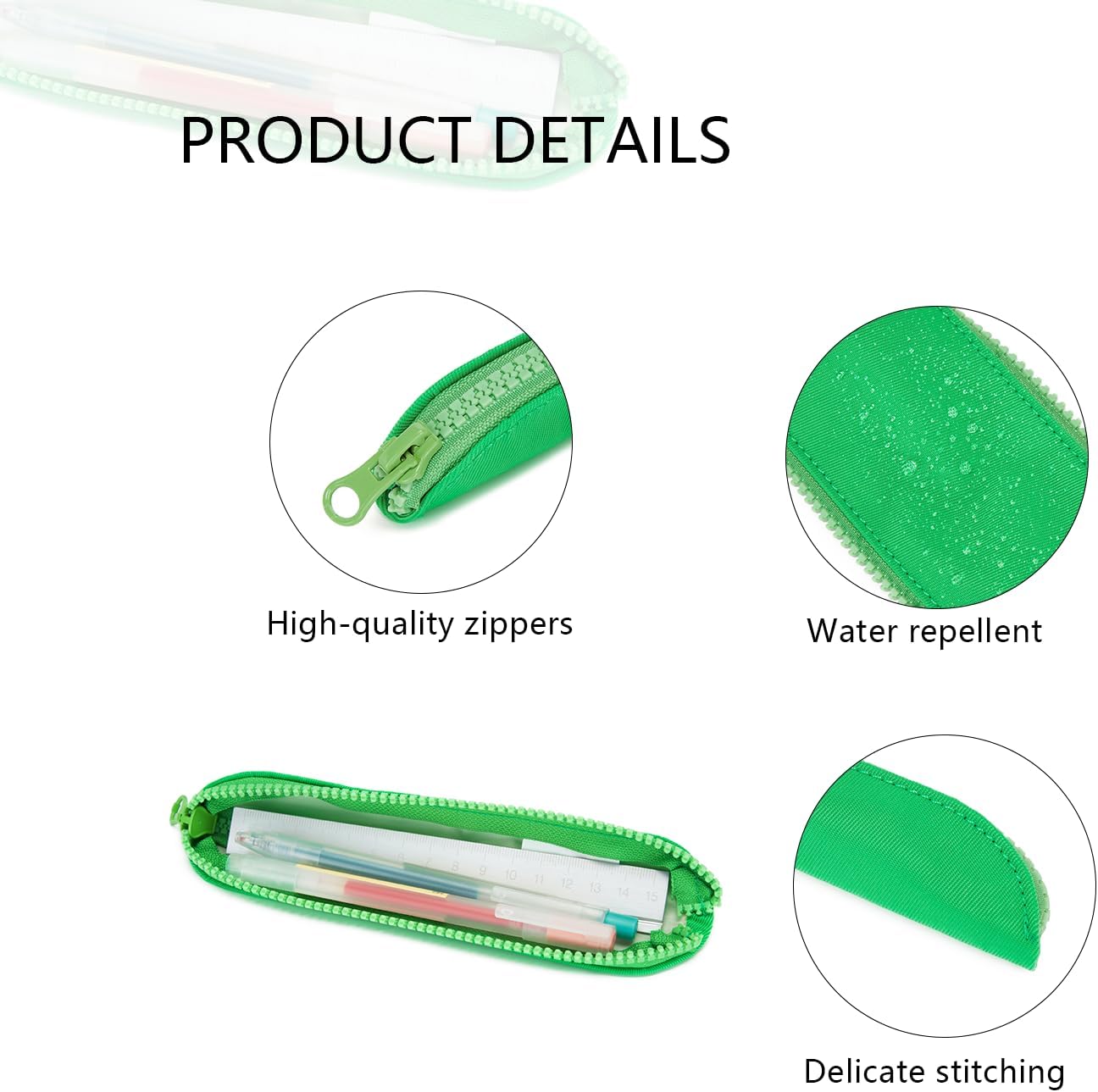 Pencil Case Durable Pencil Pouch for Pens School Featuring Oxford Lap Design (Khaki,Oxford)