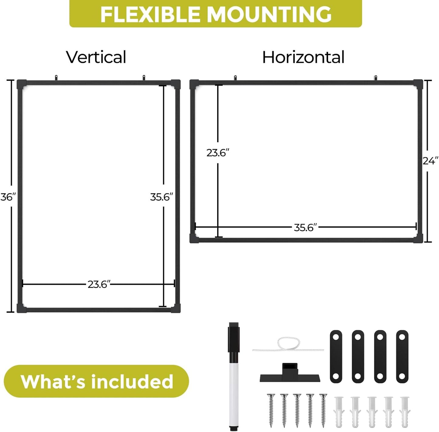 MaxGear Double-Sided Dry Erase Board for Wall, 16"x12" Hanging Whiteboard, Small Dry Erase White Board with 3 Markers and 4 Magnets, Portable Whiteboard for Planning, Drawing, Memo, to Do List