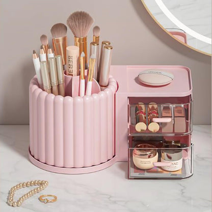 Anyoifax 360 Rotating Makeup Brush Holder 7 Slots Make Up Brush Organizer Removable Spinning Cosmetic Brushes Storage Pen Holder for Vanity, Dresser, Desk, White
