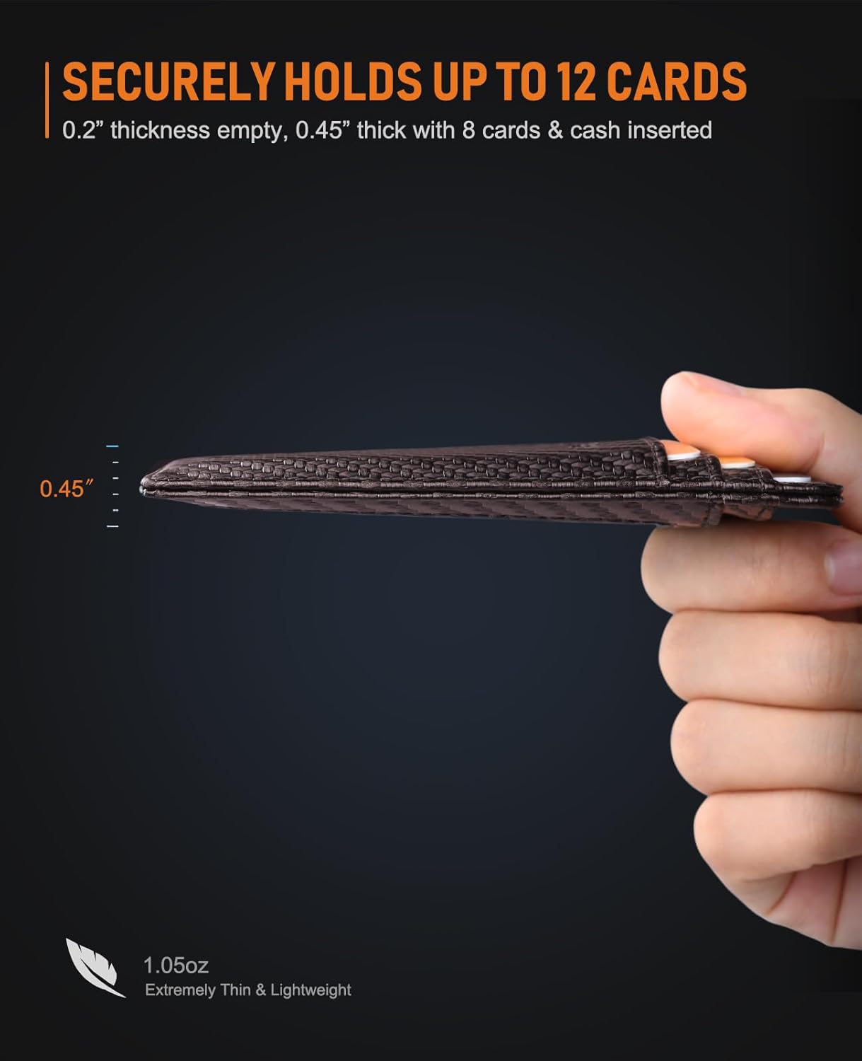 Buffway Slim Minimalist Front Pocket RFID Blocking Leather Wallets for Men and Women - Carbon Fiber Black - Colors A