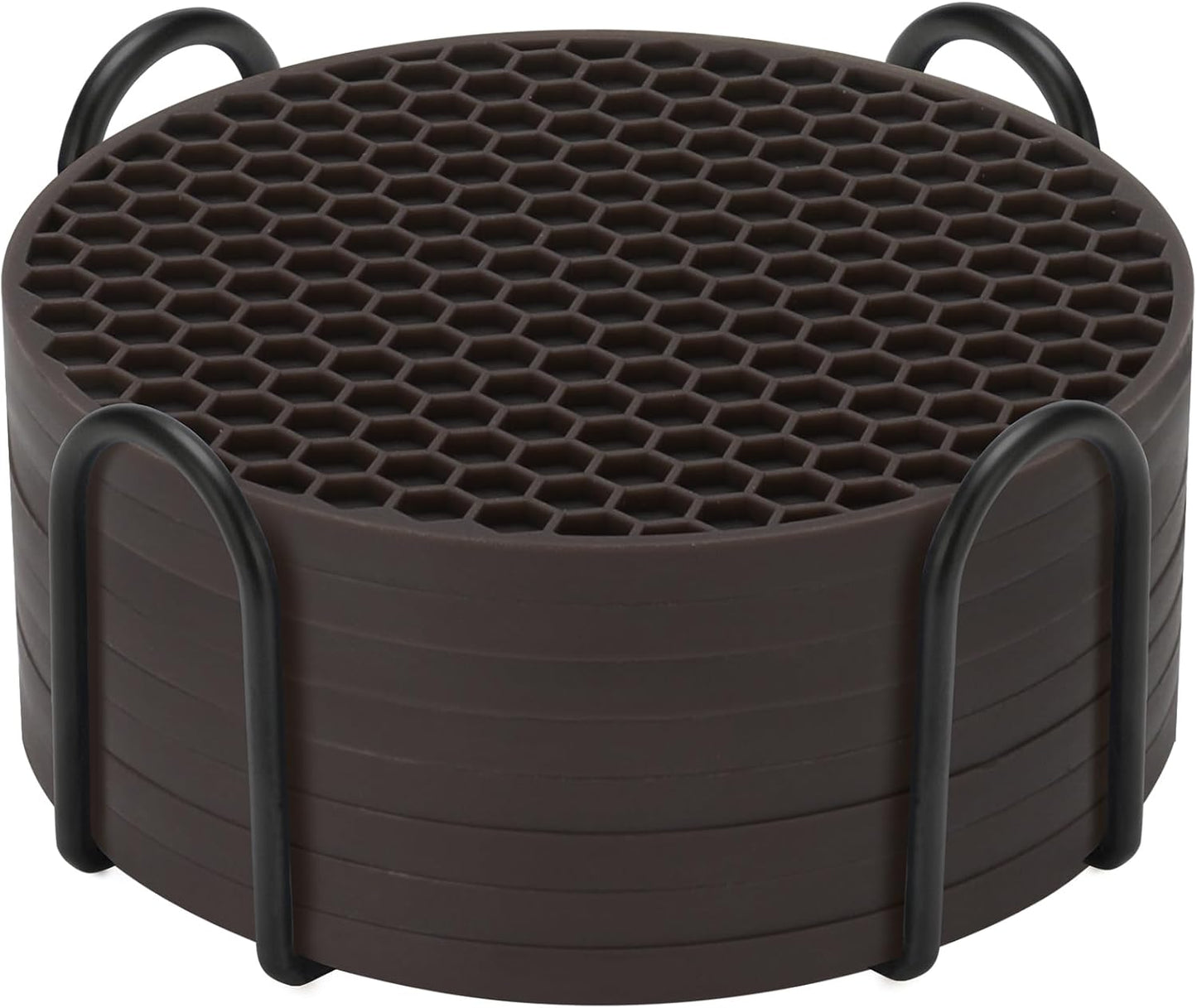 TWTLi Silicone Coasters Set of 8 with Holder,Coasters for Drinks,Beer,Coffee Coasters,Suitable for Kinds Cups,Hot or Cold,Anti-SLI,Non-Stick,Anti-Overflow Tabletop Protection and Decor (8 Pcs, Black)