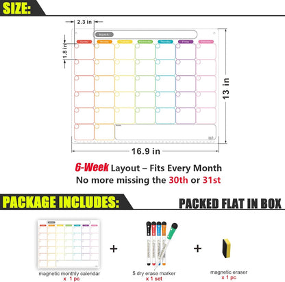 Vertical Magnetic Calendar for Refrigerator Set. Weekly Planner Dry Erase Fridge Calendar Whiteboard Menu Board - Thickened Magnet. Fine Marker & Organizers Reusable for Busy Home & Office