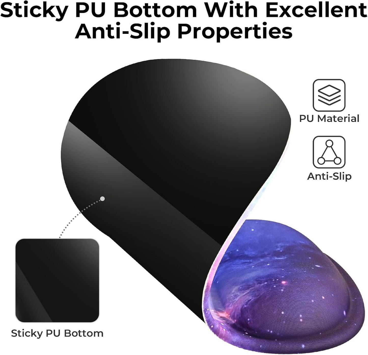 EooCoo Ergonomic Mouse Pad with Gel Wrist Rest Support, Middle Concave Design for Natural Wrist Alignment, Non-Slip Base Mousepad for Laptop, Computer, Office Desk Accessories, Carpal Tunnel Syndrome