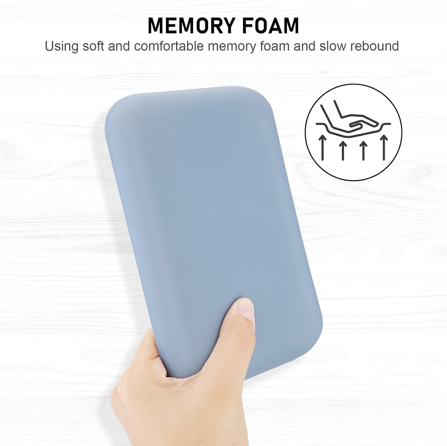 Leolee Elbow Rest Pads for Desk, Black Ergonomic Arm Rest Pads with Memory Foam & Non-Slip Base, Armrest Cushion Support Pad Relieve Elbow and Wrist Pain for Computer, Office, 2 Packs