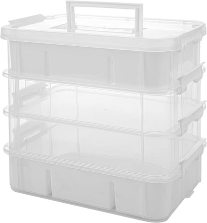 CraftGenes Art Supply Storage Organizer with 2 Removable Trays, 4-Layer 10QT Durable Craft Organizers and Storage for Sewing, Tool, Office Supplies, Art, Craft Supplies