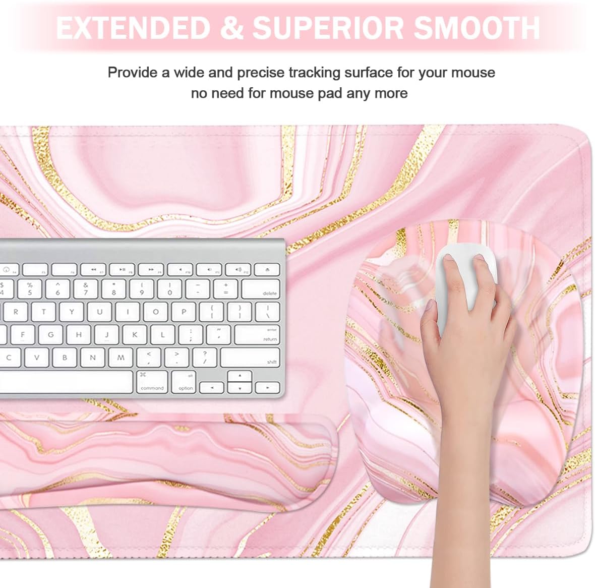 WB WEIRDBEAST Keyboard Wrist Rest Large Mouse Pad Wrist Support for Computer, 4 in 1 Memory Foam Keyboard Pad Desk Mat Ergonomic Hand Rest Wrist Cushion for Home Office Gaming-Pink