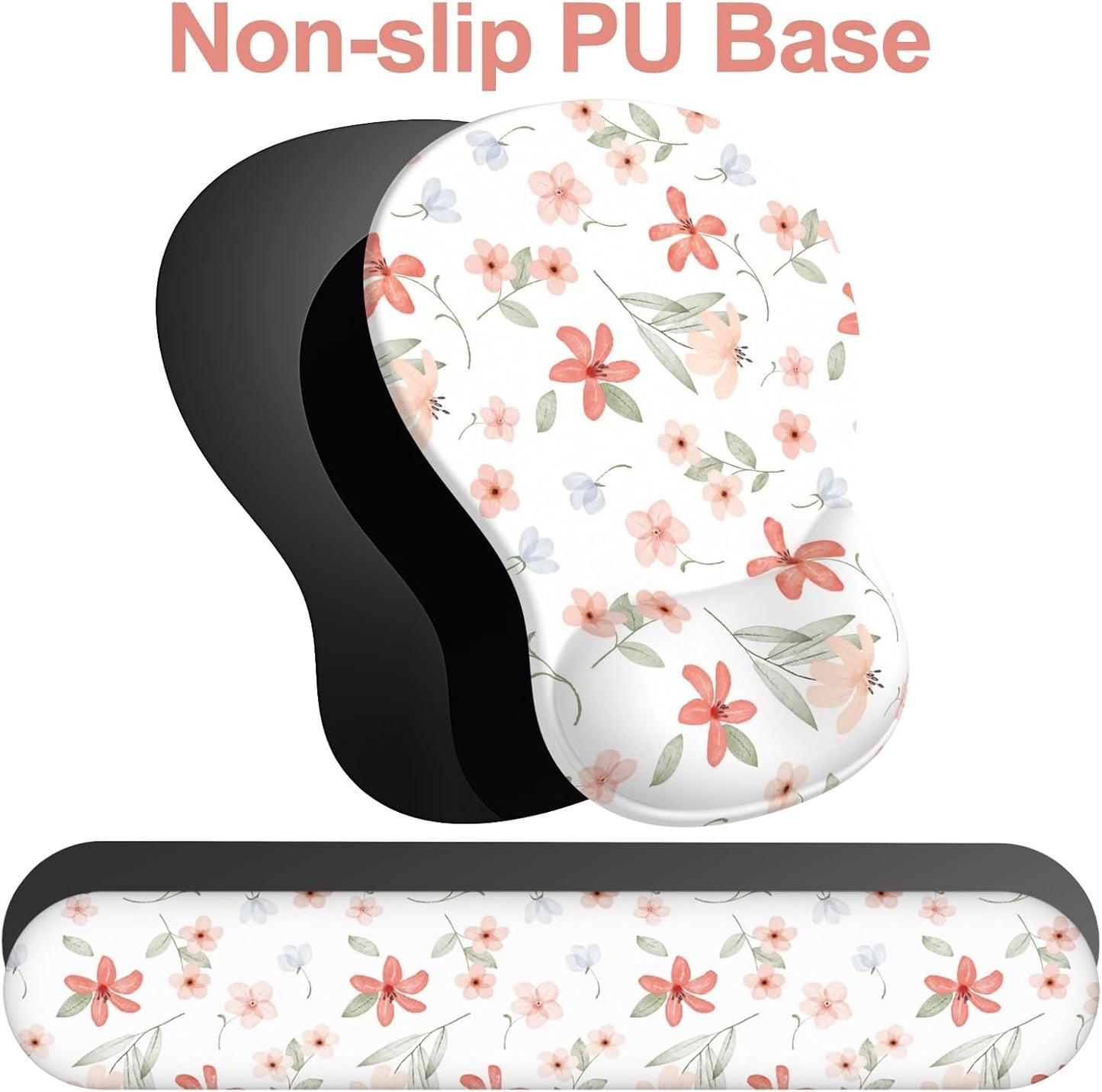 Ergonomic Mouse Pad with Wrist Rest and Keyboard Wrist Rest, Gel Mousepad and Wrist Rest for Computer Keyboard, Pain Relief, Non-Slip PU Base, Mouse Pad with Wrist Support for Gaming, Office, Brown