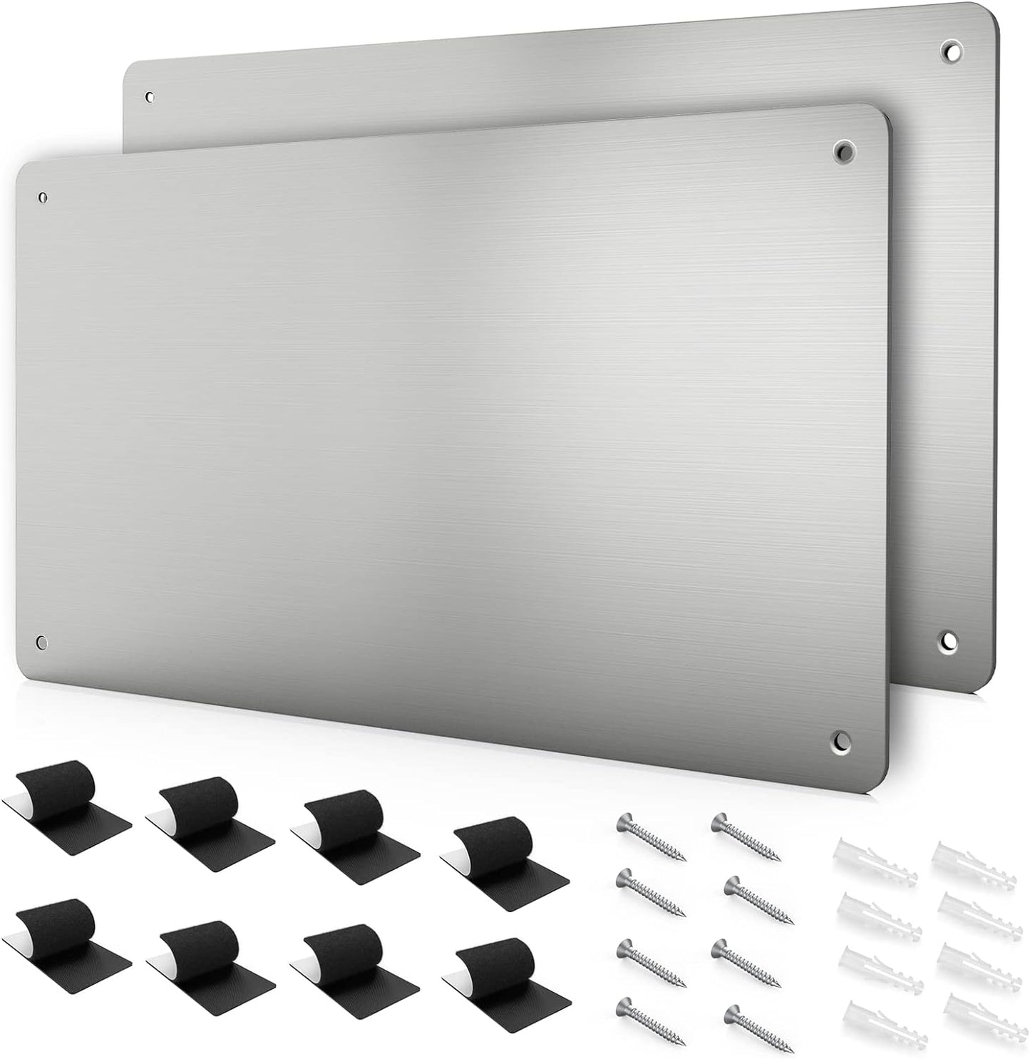 17.7" x 11.8" 2 Pack Metal Magnetic Board - Magnet Bulletin Board to Display Magnetic Letters Numbers Animal, Poetry, Spice Jars, Notes, Photos, Suitable for Wall, Refrigerator, Cubicle, Cabinet