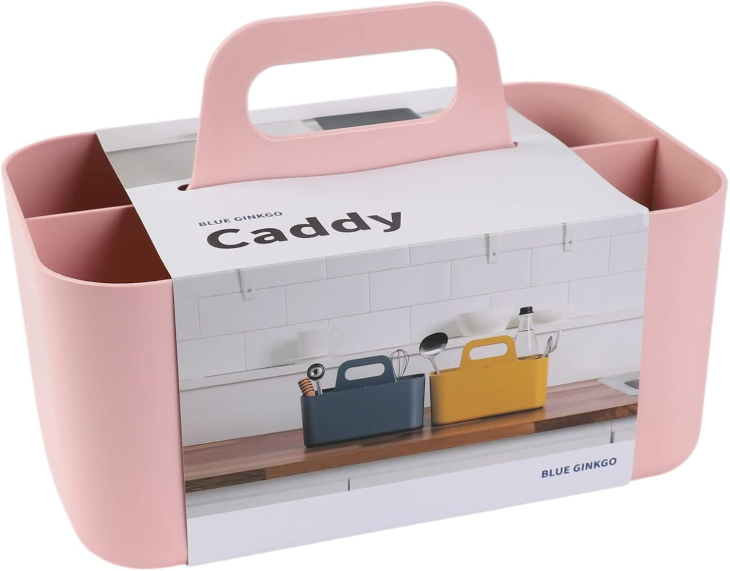 BLUE GINKGO Stackable Organizer Caddy – Korean-Made Portable Tote for Bathroom, Office, Crafts, or School Supplies (Rectangle, White)