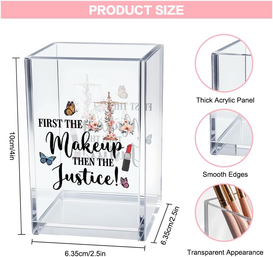 Better Late Than Ugly Acrylic Makeup Brush Organizer Holder, Self Affirmations Desk Acrylic Brushes Storage, Make Up Artist Gifts, Birthday Gifts for Her Wife Sister Friend Makeup Lovers