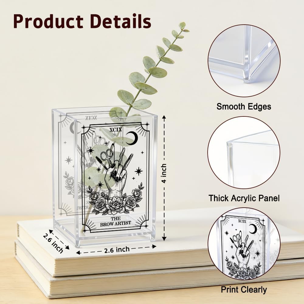 The Makeup Artist Acrylic Cosmetic Pencil Pen Holder, Funny Vanity Accessories for Girls, Makeup Brushes Holder for Beauty Specialist Esthetician, Make Up Artist MUA Appreciation Gifts