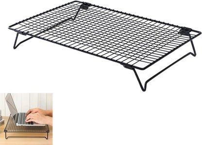 Laptop Stand Low Profile Metal Foldable Laptop Riser Holder Ventilated Cooling Computer Notebook Stand for MacBook Air Pro MBA Computer Desktop Monitor Printer Mini PC Raise Screen to Eye Level