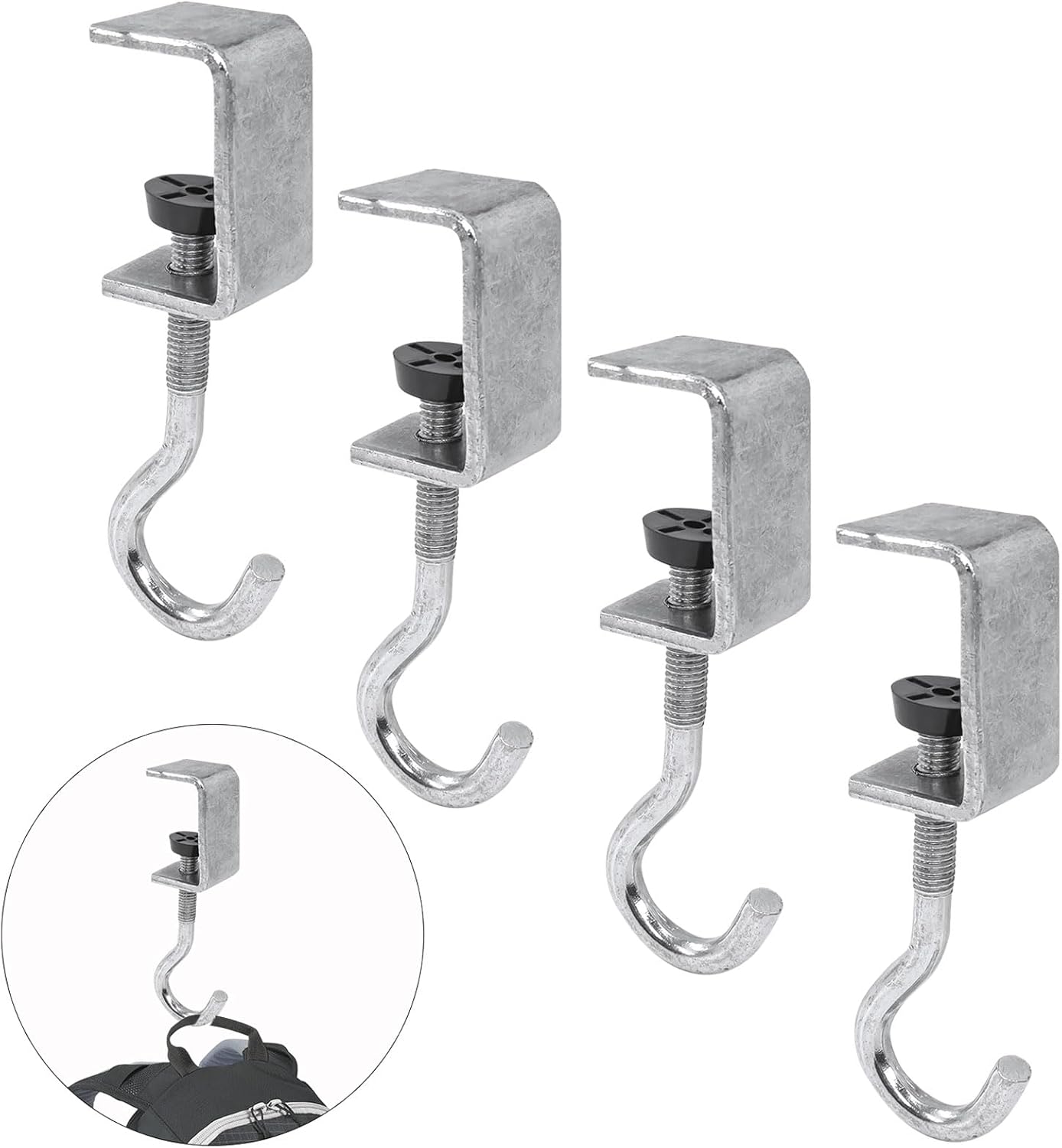 2 Pcs Desk Mount Bag Holder Hook Clamp-On Backpack Hanger Portable Desk Mount Headphones Holder Reduce Desk Clutter for Table Desk, Under Counter