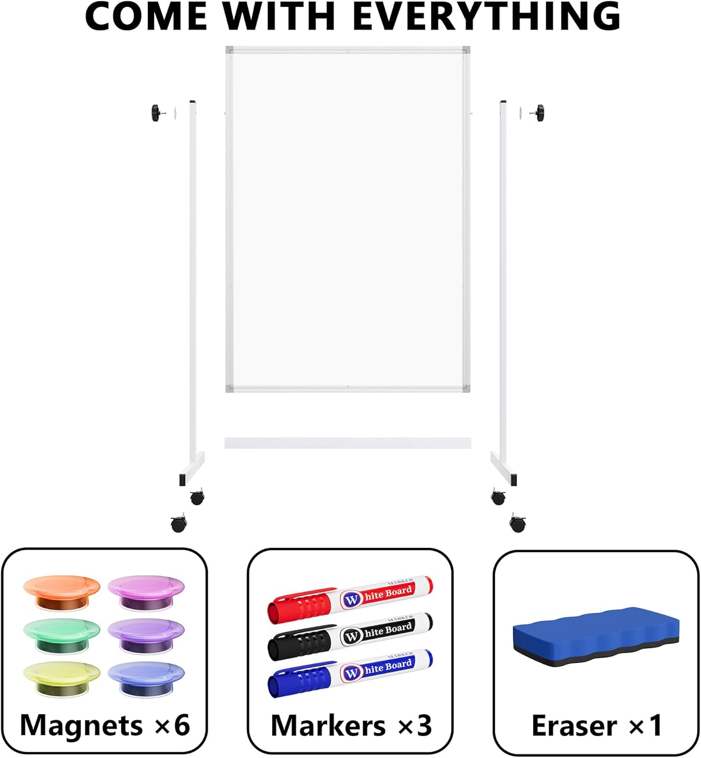 Large Whiteboard Easel with Stand, 36" x 24" Portable Standing Magnetic Dry Erase White Board, 3' x 2' Tripod Height Adjustable Flip Chart Easel for Home Office Classroom School, Silver