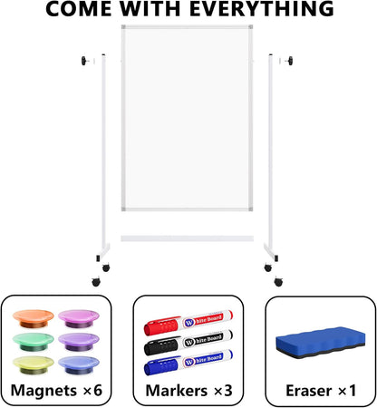 Large Whiteboard Easel with Stand, 36" x 24" Portable Standing Magnetic Dry Erase White Board, 3' x 2' Tripod Height Adjustable Flip Chart Easel for Home Office Classroom School, Silver