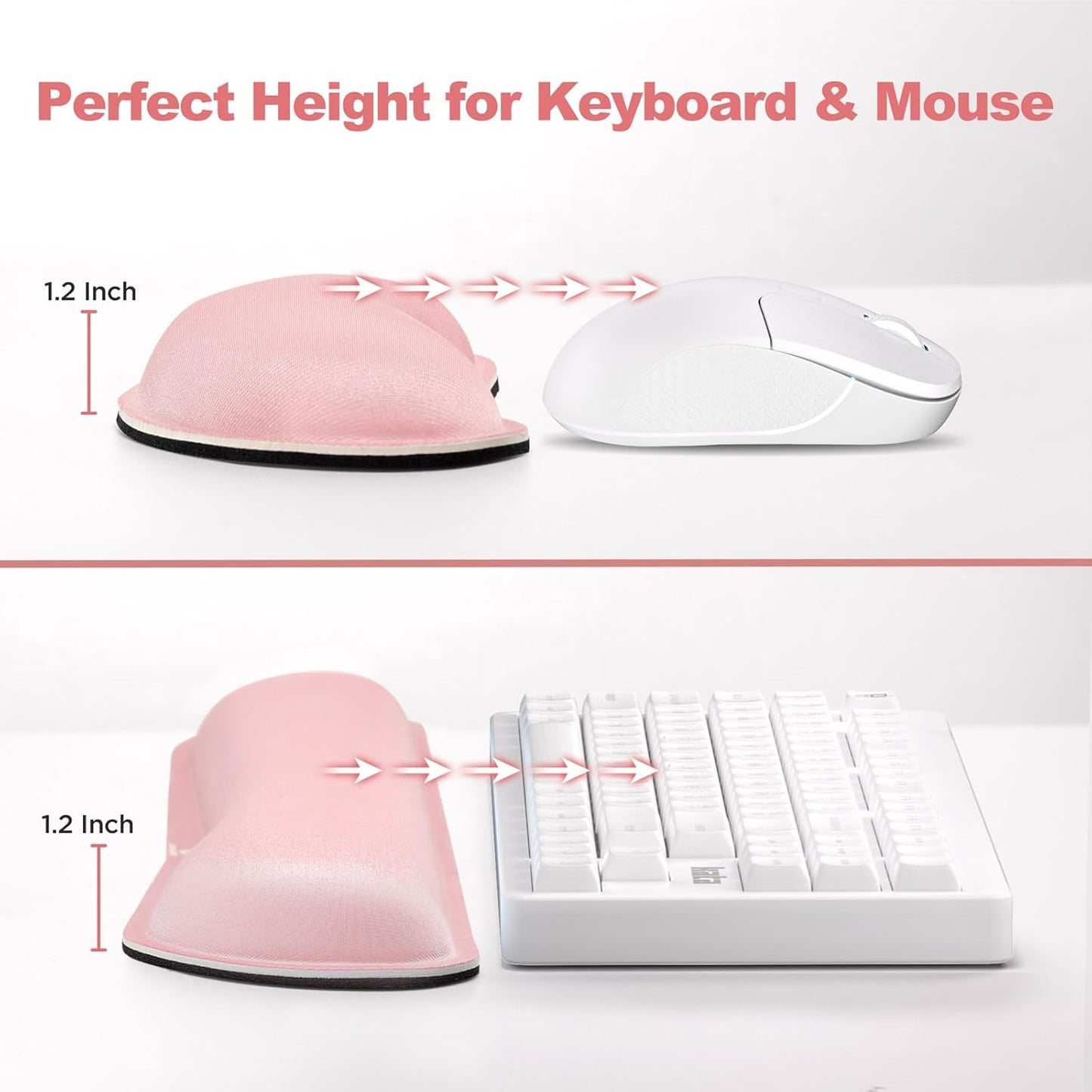 Gimars Upgrade Enlarge Silky and Superfine Fabric Gel Memory Foam Keyboard Wrist Rest Set, Ergonomic Keyboard Mouse Wrist Support for Typing Pain Relief, Comfort for Office, Gaming, Computer, Black