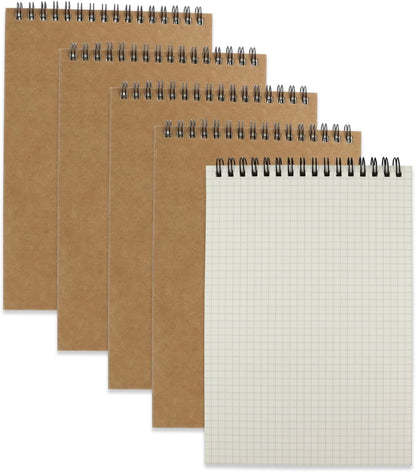4 Pack Graph Paper Notebook, A5 Top Wirebound Grid Spiral Notebook 5.8" x 8.3",60 Sheets,5mm x 5mm Grid Paper,Grid Notepad for Students, Math, Engineering (4 Colors)