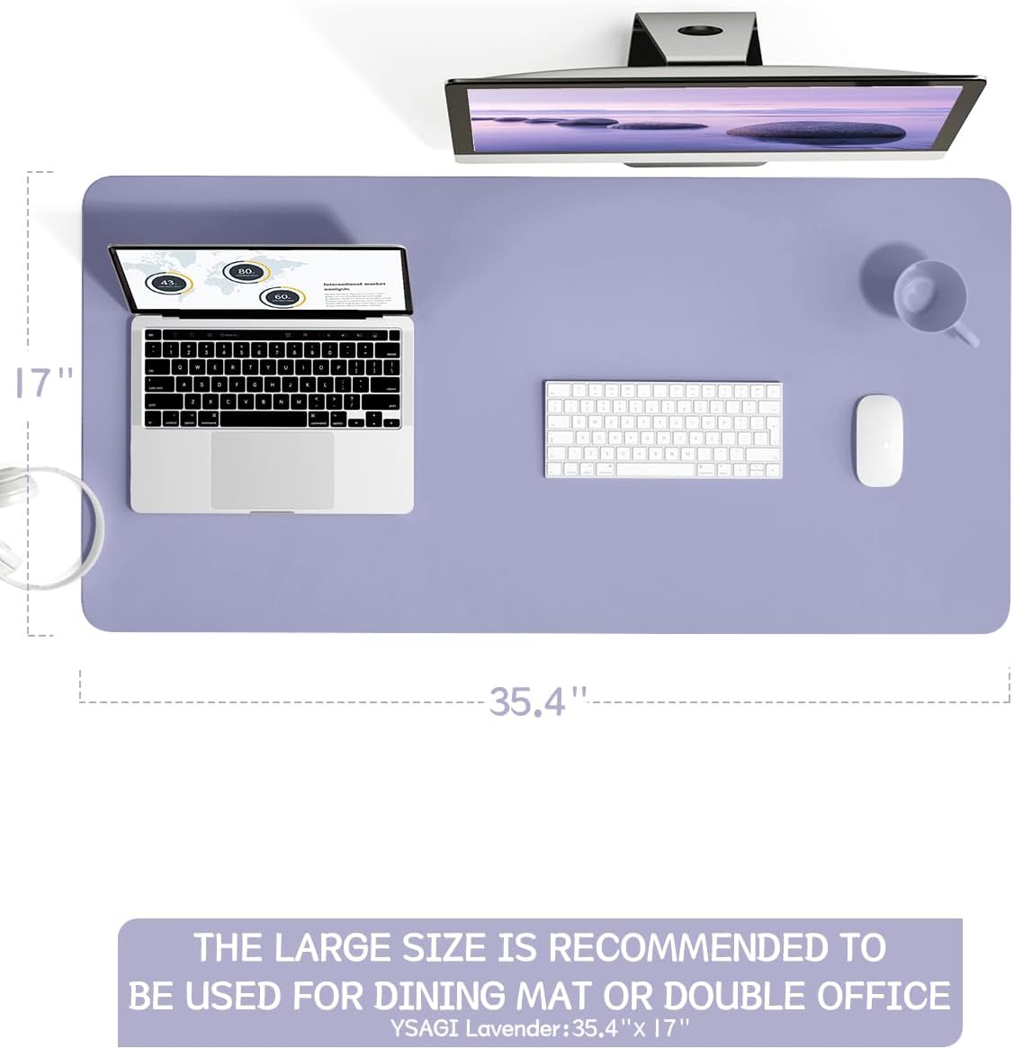 YSAGi Non-Slip Leather Desk Pad, Waterproof Laptop Computer Desk Keyboard Mat, Table Protector Blotter Mat, Large Mouse Pad for Office/Work/Home/Decor(Black, 31.5" x 15.7")