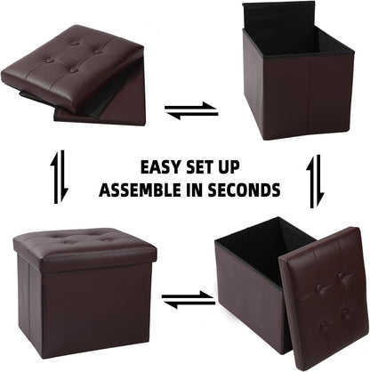 ALASDO Storage Ottoman Footrest Stool Small Ottoman with Storage Foldable Ottomans Foot Rest Footstool Bench for Living Room 17x13x13inches Grey