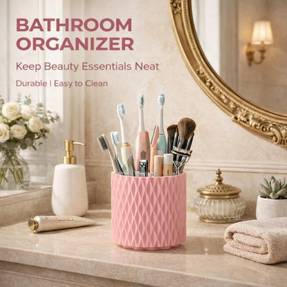 Makeup Brush Holder Organizer, 360° Rotating 5-Slot Make up Brushes Cup for Cosmetic, Lipstick, Hair Brush Holder - Spinning Vanity Countertop Caddy for Bathroom, Dorm & Office, Black