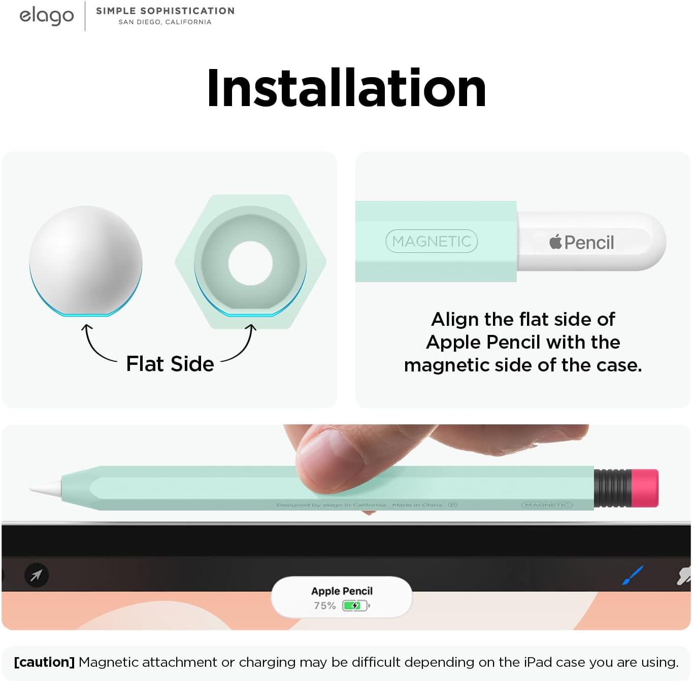 elago Compatible with Apple Pencil Pro Case & Apple Pencil 2nd Generation Case, Compatible with Magnetic Charging, Double Tap, Squeeze, Haptic (Must Read Installation Instructions) [Lovely Pink]