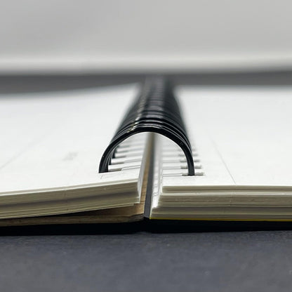 Maruman Mnemosyne Lined Notebook- Vertical A5, 5.83" x 8.27", 70 Sheets / 140 Pages, 7mm College Ruled With Center Line Journal, Perforated Pages & Wire-Bound to Lay Flat, Black, Made in Japan - Colors B