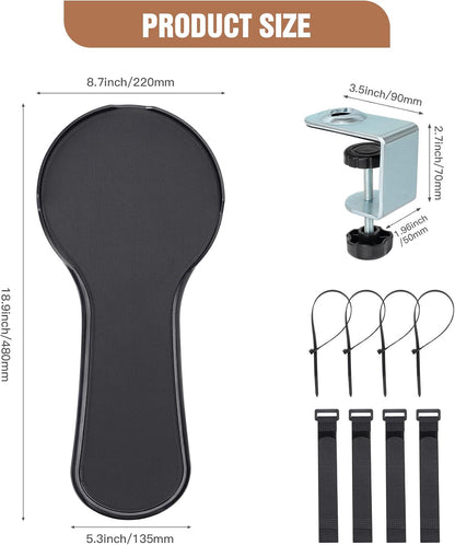 Ergonomic Adjustable Arm Rest Mouse pad for Chair, Mouse Extension Platform Tray with Mouse Baffle to Prevent Falling, Attaches to Chair, Black (Black（YYLL8326）)