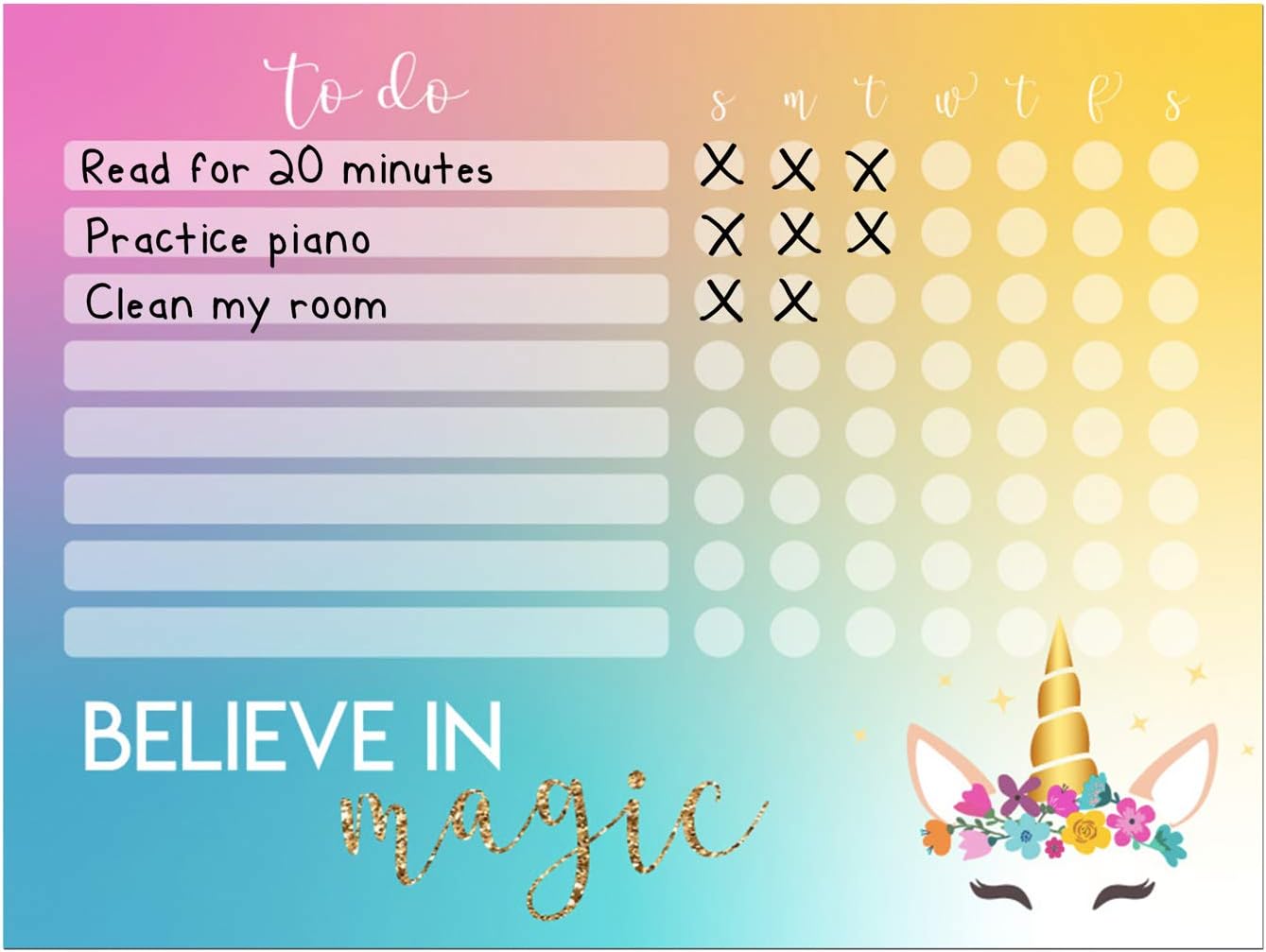 Dry Erase Whiteboard Task & Habit Tracker | Removable and Restickable Adhesive Decal | Fine-Tip Magnetic Marker Included | 9” x 12”