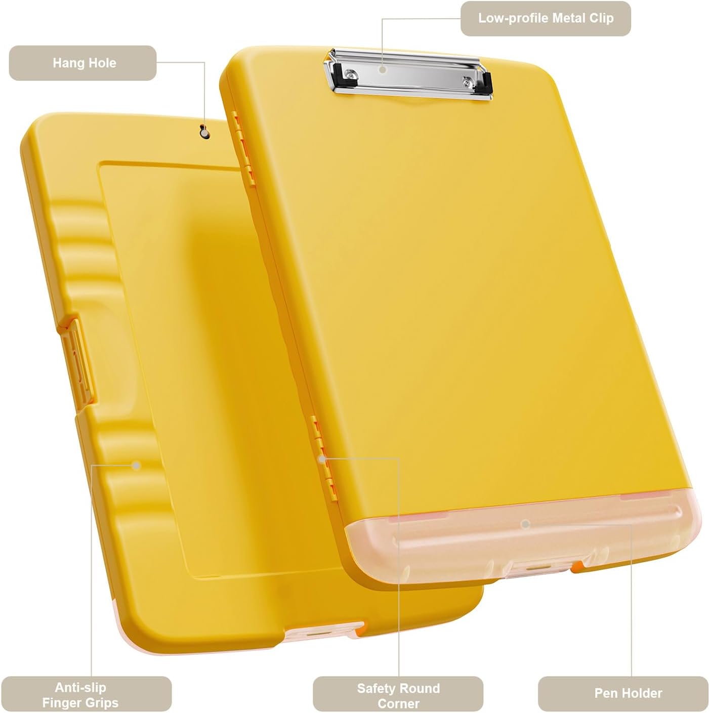 Piasoenc Clipboard with Storage, 8.5 x 11 Organization Box with Pen Holder and A4 Legal Paper Folder, Folio & Side-Opening, Low Profile Clip,for Nurses,Teachers, Size 14 x 9.6 x 1.2 in, Black