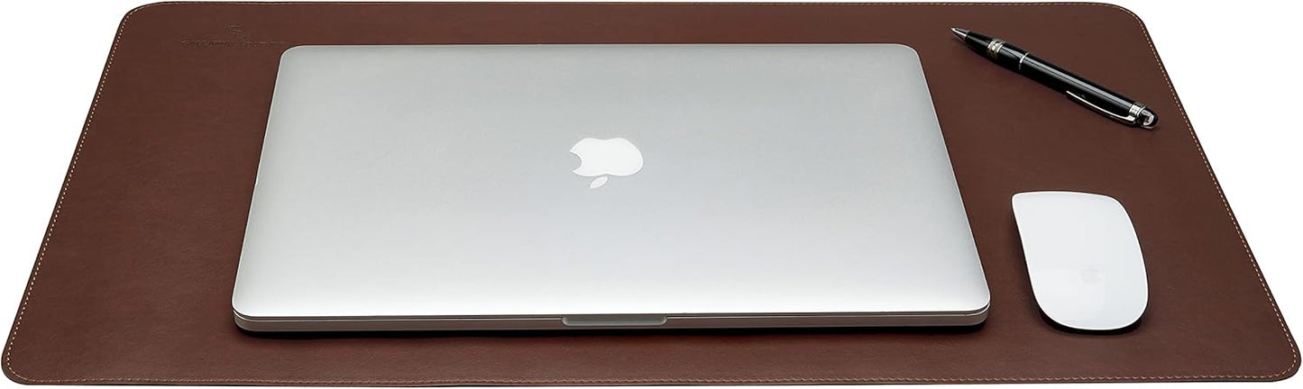 Gallaway Leather Desk Mat, Office Writing Desk Pad, Large 36" x 17" Dark Brown, for Top of Desks, Gift Ready Elegant Computer Desk Cover Protector PU Leather