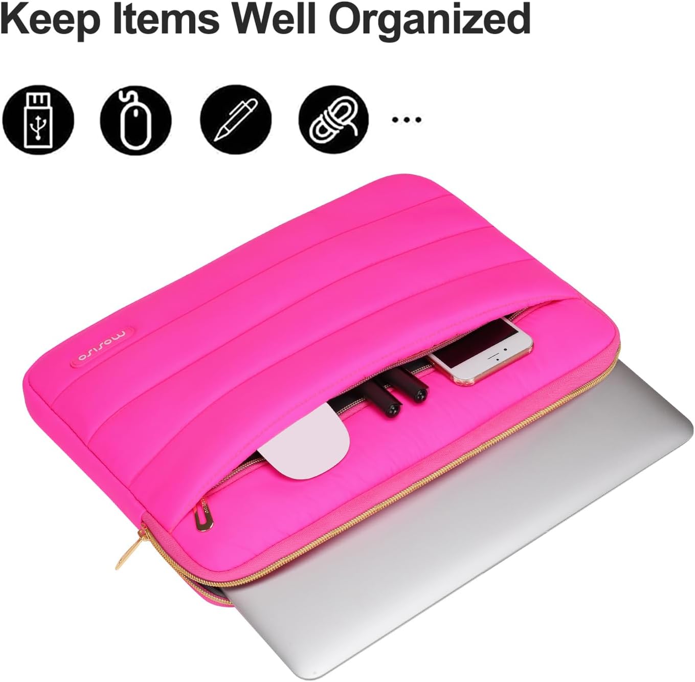 MOSISO Laptop Case 13.3 inch,13-13.3 inch Puffy Laptop Sleeve Compatible with MacBook Neo/Air 13.6 M5 M4 M3 M2 M1/Pro 13/14,HP Dell ASUS Lenovo,Polyester Horizontal Bag with Small Case, Sand