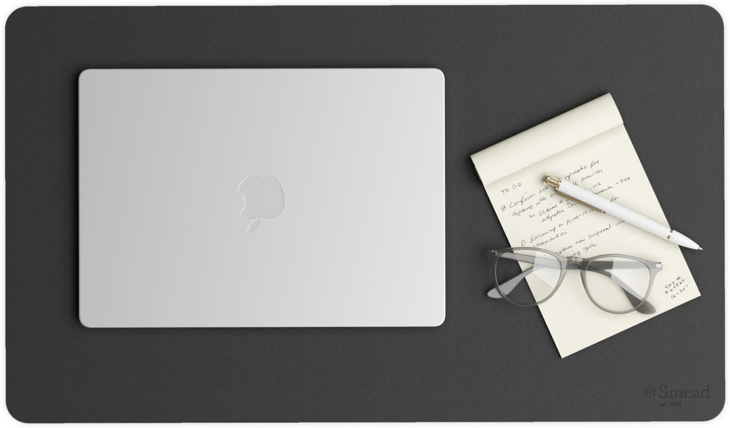 Smead Desk Pad, Vegan Leather Desk Mat with Non-Slip Faux Suede Backing, Perfect Desk Organizer for Office Decor, 31.5” x 15.7” Medium, Sandstone (64831)