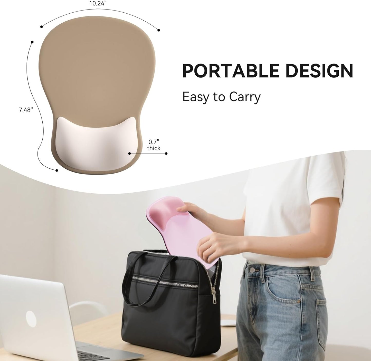 Ergonomic Mouse Pad with Wrist Rest,Cute Gel Mousepad Wrist Support - Small Mini Portable for Travel Mouse Pads for Desk Laptop,Computer,Office & Home Decor (Pink&Light Pink)
