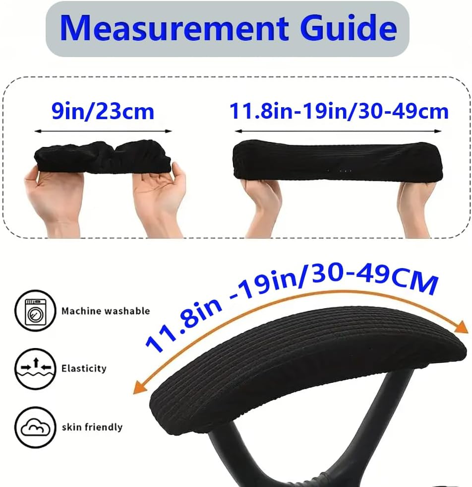 Office Chair Arm Covers,Office Chair Arm Rest Cover Gaming Chair Armrest Covers Office Removable Arm Rest Covering Elastic Chair Armrest Cover (Black, 2Pcs/Set (10-13) x (2-4) x 1.9 inches)