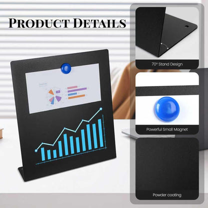 2 Pack Magnetic Board,Magnet Board,Metal Magnetic Bulletin Board,Magnet Display Stand for Home, School, Kitchen, Office (Black)