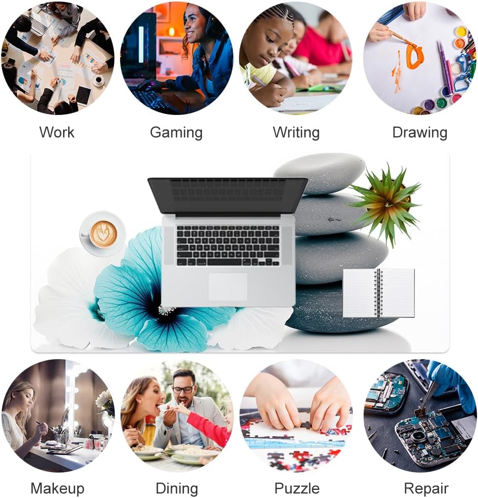QIYI Large Mouse Pad, Cute Pink Desk Mat for Desktop, Women Girls PU Leather Desk Pad Waterproof Gaming Mousepad, Rose Gold Marble Computer Protector Writing Pad for School Office Home 31.5" x 15.7"
