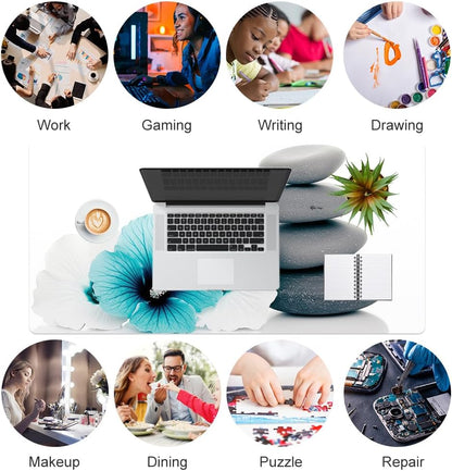 QIYI Large Mouse Pad, Cute Pink Desk Mat for Desktop, Women Girls PU Leather Desk Pad Waterproof Gaming Mousepad, Rose Gold Marble Computer Protector Writing Pad for School Office Home 31.5" x 15.7"