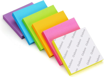 Osboo Sticky Notes 3x3 Pop Up Self-Stick Notes Pads with 6 Bright Colors, Easy to Post for Office, School, Home, 6 Pads/Pack, 100 Sheets/Pad(Pop Up)