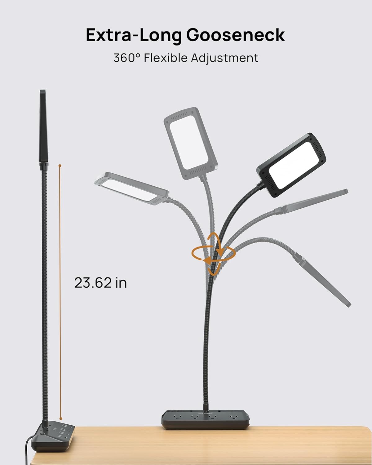 TROND LED Desk Lamp with Clamp, 1000LM Super Bright 3-Level Dimmable Desk Light 6000K Daylight, Extra-Long Flexible Gooseneck Clip on Light, Eye-Care Clamp Lamp for Painting, Workbench,Reading, Sewing